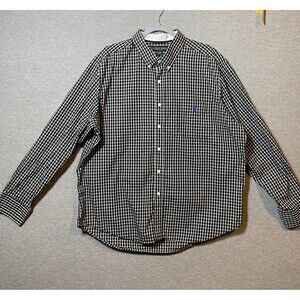 U.S. Polo Assn. Men's XXL Black White Gingham Button Down Long Sleeve Shirt